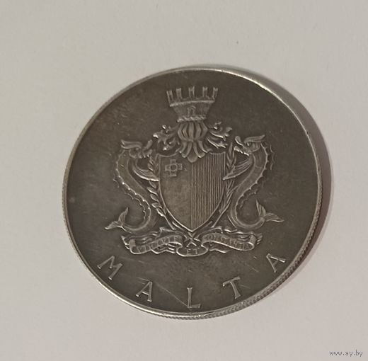 1 лира, 1973г. 987пр.,Мальтийская лира.Темистоклес Заммит.Мальта.Патина.Тираж 30.000 т.