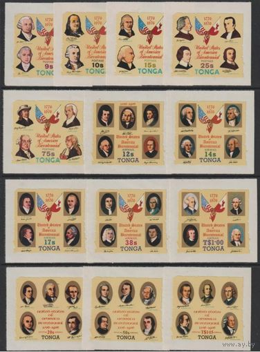 Британские колонии. ТОНГА 1976 г. 200-летие декларации независимости США, две полных серии 13 марок MNH