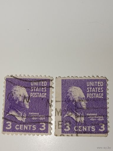 США 1938 Портрет Томама Джефферсона, третьего президента США.