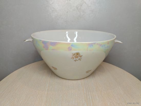 Все лоты с 1 Рубля. Шикарная салатница или супница! (?) ГДР. Кахла 70-е. Перламутр, позолота!!! KAHLA