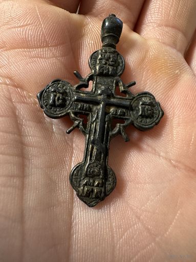 Крестик нательный старинный "Штурвал" Двухсторонний СОХРАН