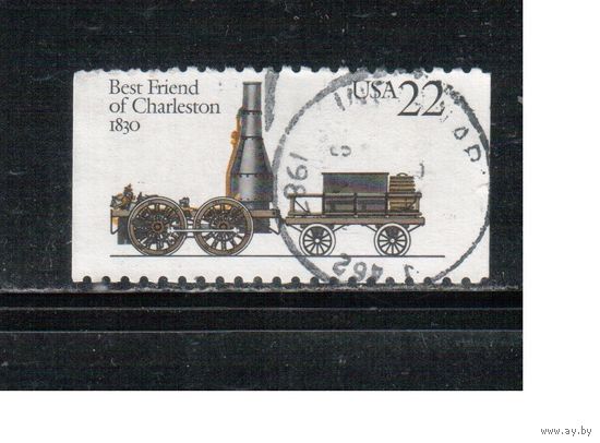 США-1987, (Мих.1954), гаш.,  Железная дорога, Паровозы