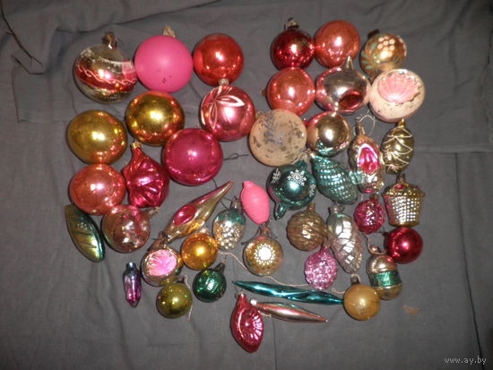Новогодние ёлочные игрушки родом из СССР 40 шт.(лот 03).С рубля.