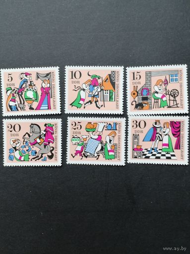 ГДР 1967 Полная серия марок "Сказка: король Дроздобород" (чистые**) Mi.1323-1328 каталог 2.60 евро