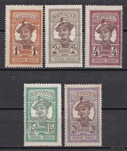1.FrK. Франция. Колонии. Мартиника. Местные мотивы. 1908/1925 гг. Mi.##56-58/62/87 (* - описание).