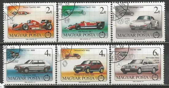 Венгрия. 100 лет автомобилю. 1986г. Mi#3828-33. Серия.