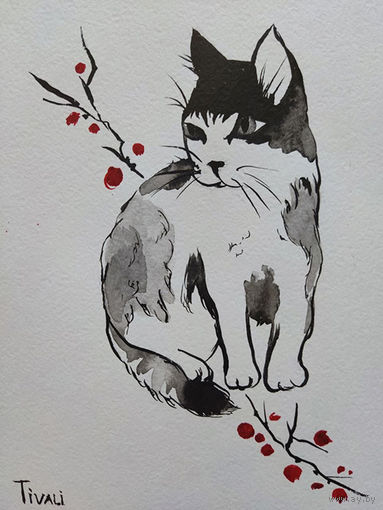 Кот и ветка