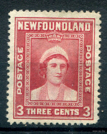 Британские колонии - Ньюфаундленд - 1938/44г. - королева Елизавета, перфорация 12 1/2, 3 с - 1 марка - чистая, без клея, есть пятнышки на лицевой стороне [Mi 233]. #3-WB-88-A-1