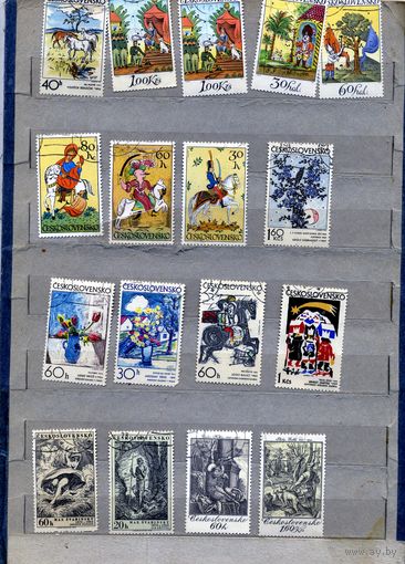 ЧЕХОСЛОВАКИЯ, ИСКУССТВО,  сборный лот,  17м  по 15 коп шт  гашеная