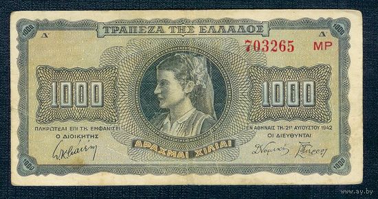 Греция 1000 драхм 1942 год.