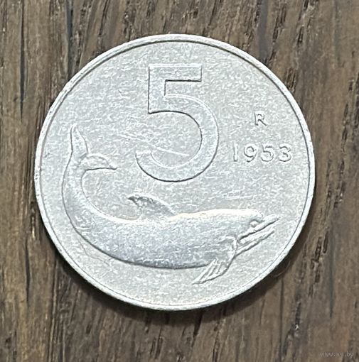 Италия 5 Лир 1953г.