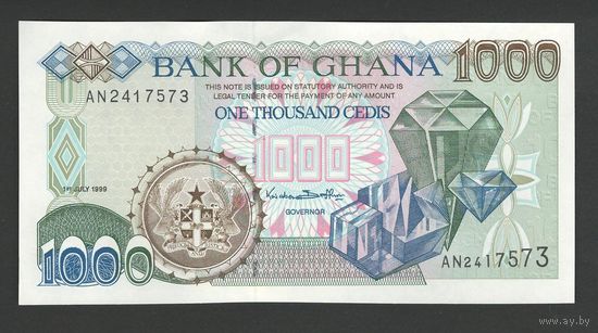 Гана 1000 седи 1999 года. Тип Р-32d. Состояние UNC