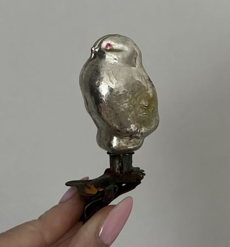 Елочная игрушка птица воробей СССР