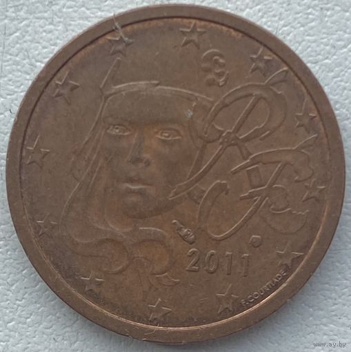 Франция 2 евроцента 2011 г.