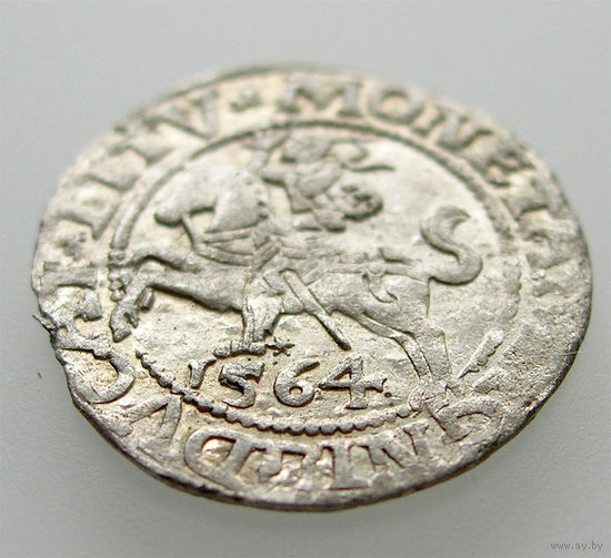 Полугрош 1564, Жигимонт Август, Вильно. Окончания легенд: Ав - L, Рв - LITV