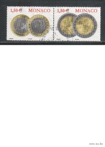 Монако-2002(Мих.2611-2612)  гаш.  ,  Нумизматика, Монеты