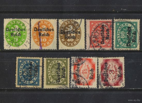 Германия Респ Служебные 1920 Надп на марках Баварии #34-5,39-41,44-5,48,50