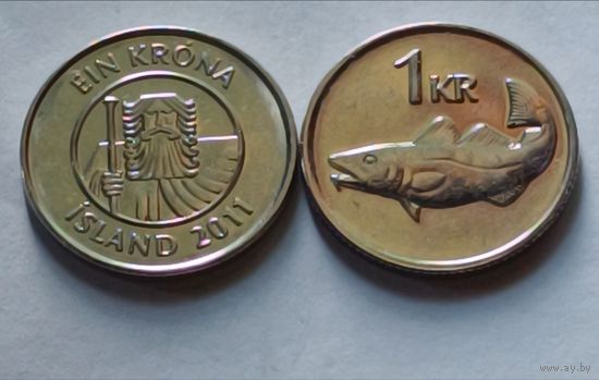 Исландия 1 крона 2011 года.