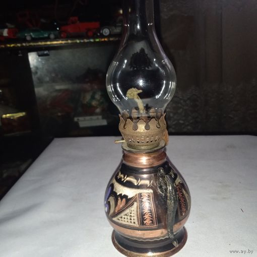 Винтажная маслянная лампа латунь эмали