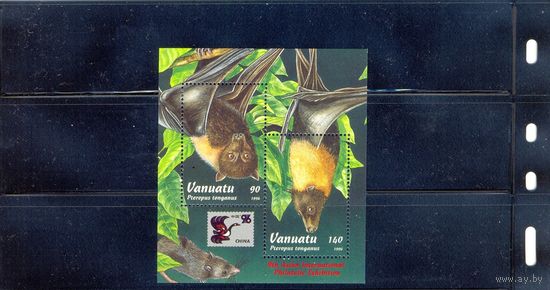 Блок. 1996. 9-я Азиатская международная филателистическая выставка. Тонганская летучая лисица.