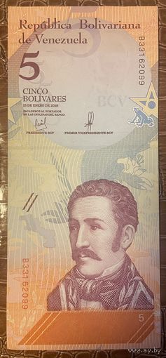 Банкнота Венесуэла 5 боливар 2018 год. НЕ БЫЛА В ОБОРОТЕ