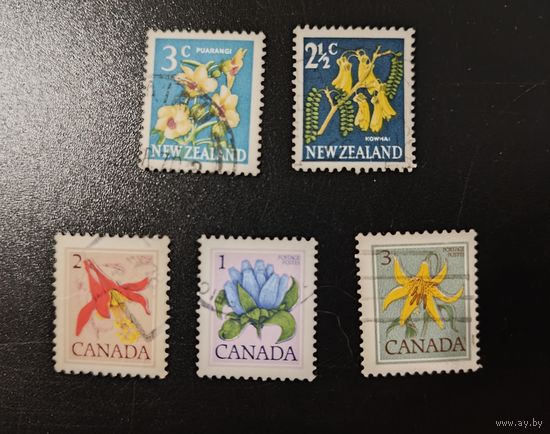 РАСПРОДАЖА КОЛЛЕКЦИИ. Канада, Новая Зеландия. марки "цветы"
