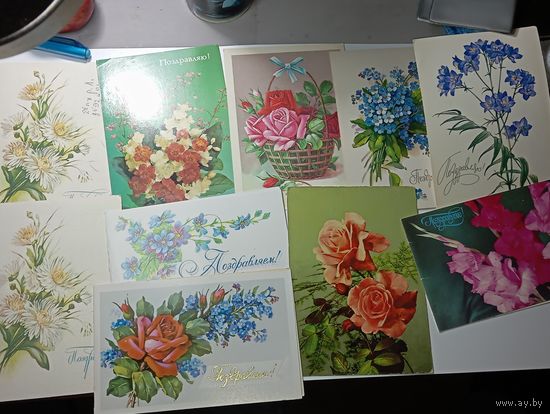 Открытки цветы , с рубля .