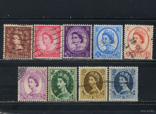 Великобритания 1958-67 ЕII Стандарт Wz22 #321-5,327,330,332,334