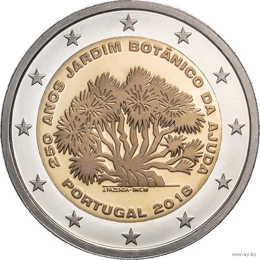 2 евро Португалия 2018 Ботанический сад UNC из ролла