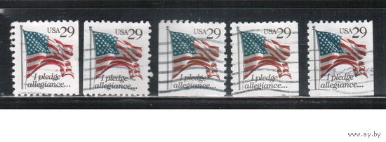 США-1992, (Мих.2314 D+Е+G+Н), гаш. , Стандарт, Флаг, (одиночка), 5 зубцовок