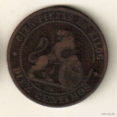 Испания 10 сентимо 1870