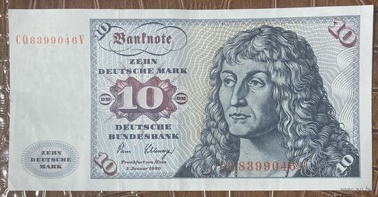 Банкнота 10 марок 1980 год. ФРГ. Альбрехт Дюрер. НЕ БЫЛА В ОБОРОТЕ.