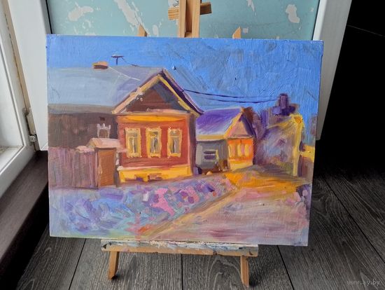 Картина Сумерки в деревне