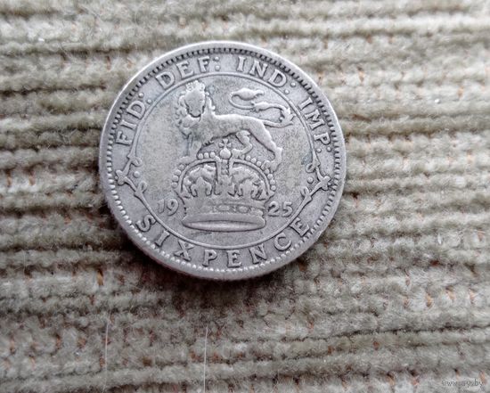 Werty71 ВЕЛИКОБРИТАНИЯ 6 ПЕНСОВ 1925 СЕРЕБРО