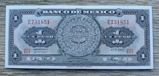 Werty71 Мексика 1 песо 1967 UNC банкнота Ацтекский календарь