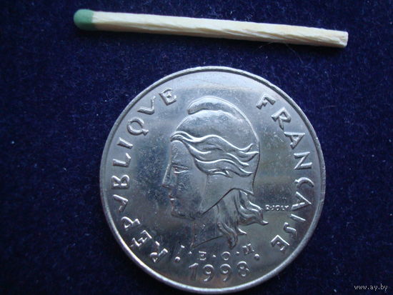Монета 50 франков, 1998 г, Французская Полинезия.