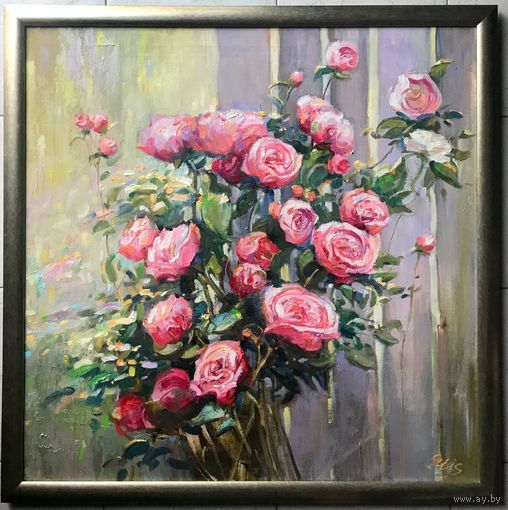 Бубашкина Э.В "Цветы таинственного сада"; 80/80 см. Х/М.