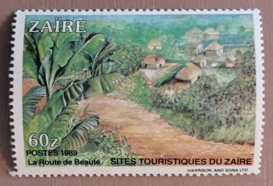 Марка Заир, Конго, туризм "Дорога красоты", 1989 г,