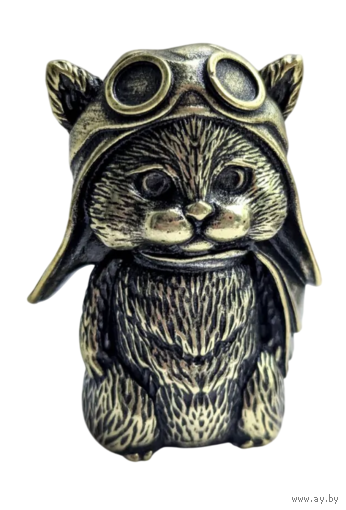 Колокольчик Кот Пилот Летчик Бронза