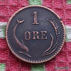 Дания 1 эре (цент) 1881 года. Дельфин. Предложи свою цену или обмен!