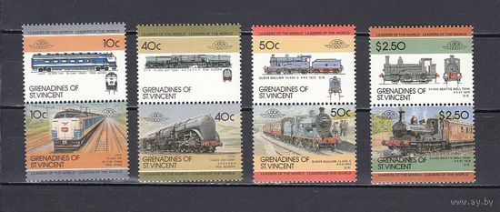 Транспорт. Паровозы. Сант-Винсент и Гренадины. 1985. 8 марок. Michel N 401-408 (5.0 е)