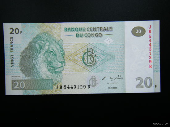 Конго 20 франков 2003г. UNC