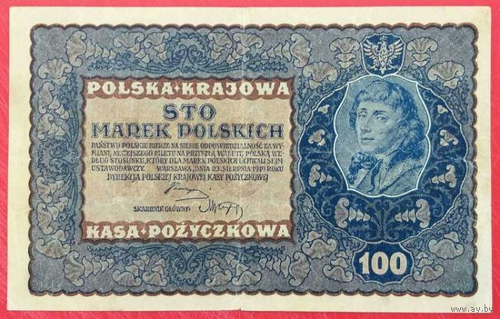 100 Марок Польских 1919 год * Польша * XF * EF
