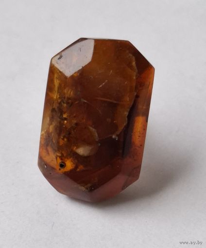 Крупная запонка серебро СССР,  янтарь. Пр 875 со звездой. Вес 4,7 г