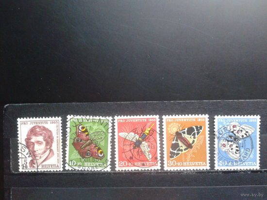 Швейцария, 1955, Бабочки, полная серия, Михель14 евро гаш.