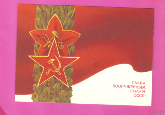 Открытка "Слава вооруженным силам СССР" 1988г. подписанная