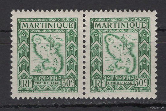 Французская Мартиника 1947** 30с Карта острова сцепка