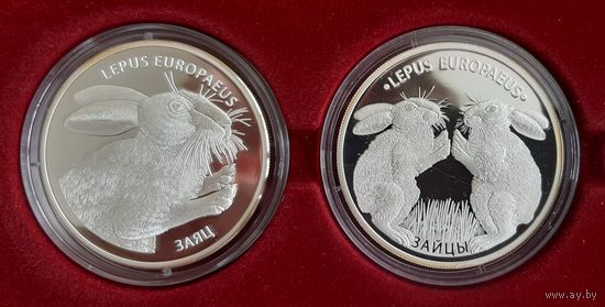Заяц, Зайцы, 20 рублей 2014г., Серебро.