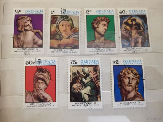 Гренада Гренадины 1975 год. 500-летие со дня рождения Микеланджело, 1475-1564 гг.*