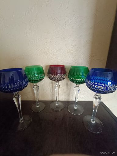 Цветные хрустальные бокалы 5 шт Nactmann Германия